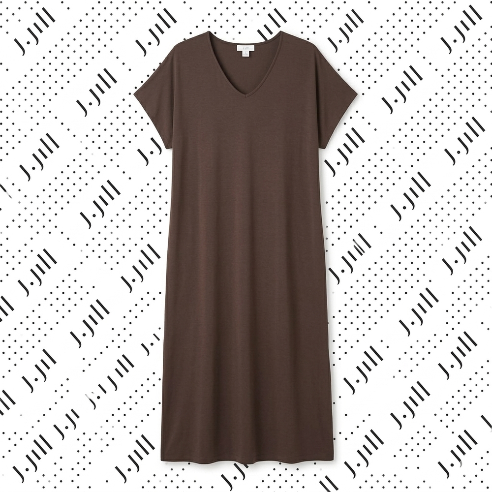 Pure Jill Luxe Pima Cotton Maxi Dress - Minimalist V-Neck